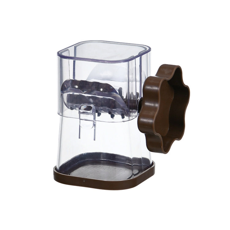 Manual nut crusher chopper with clear cup and coffee brown side handle