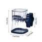 Manual nut crusher chopper with clear cup, navy handle, and size dimensions