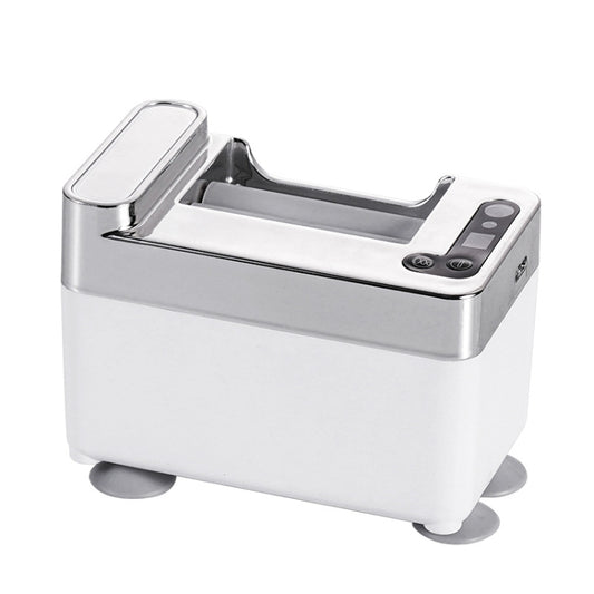 Silver automatic electric toothpaste squeezer dispenser with top control buttons