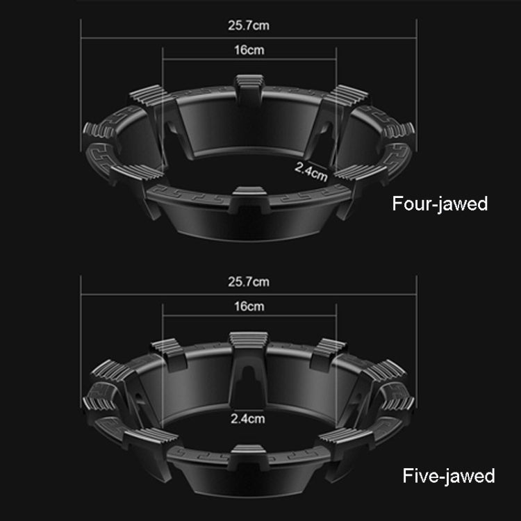 Gas stove fire windscreen cover set showing four-jawed and five-jawed clamp arms