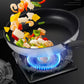 Gas stove fire windscreen cover with flame ring under wok and cooking food