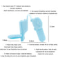 Blue bear-shaped chopstick finger cots with elastic bridge connector and size markings
