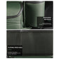 Green car armrest storage bag with flexible mesh panel and padded edges