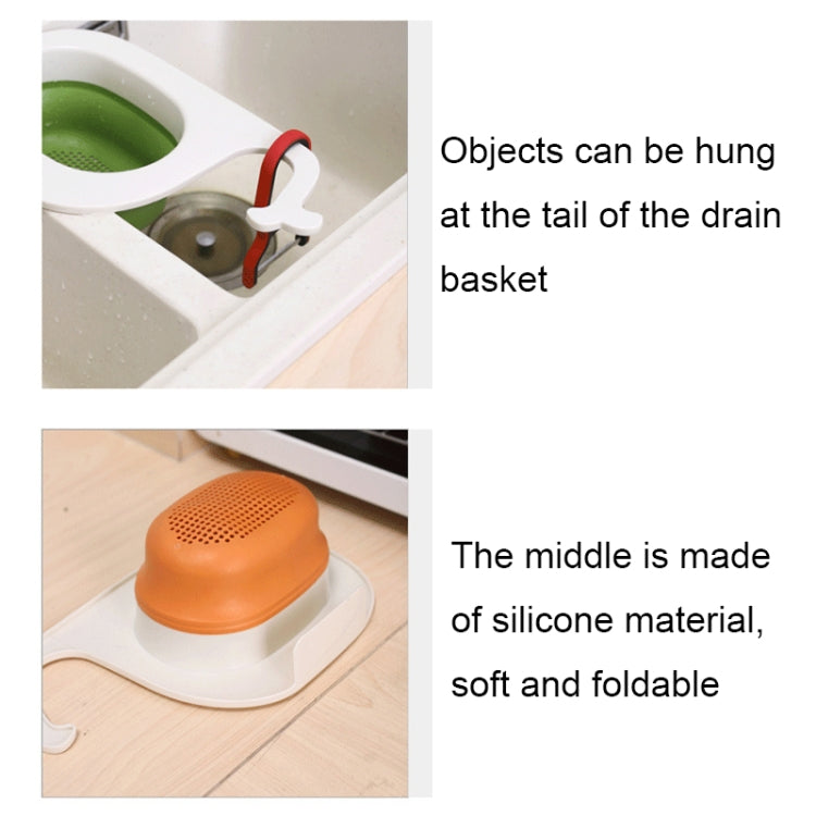 Blue whale-shaped foldable drain basket with perforated yellow strainer insert