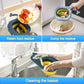 Blue whale-shaped foldable draining basket in sink for draining food residue