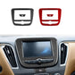 Black and red carbon-fiber navigation panel bezel stickers, front view pair