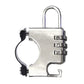 Silver combination padlock with numbered dials and U-shaped shackle for helmet anti-theft