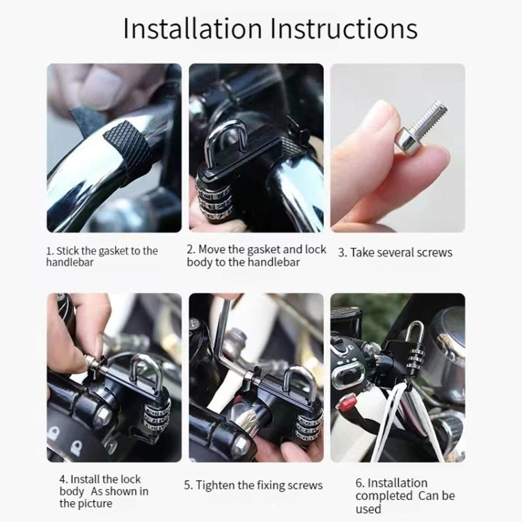 Helmet anti-theft lock installation instruction steps with fixing screws
