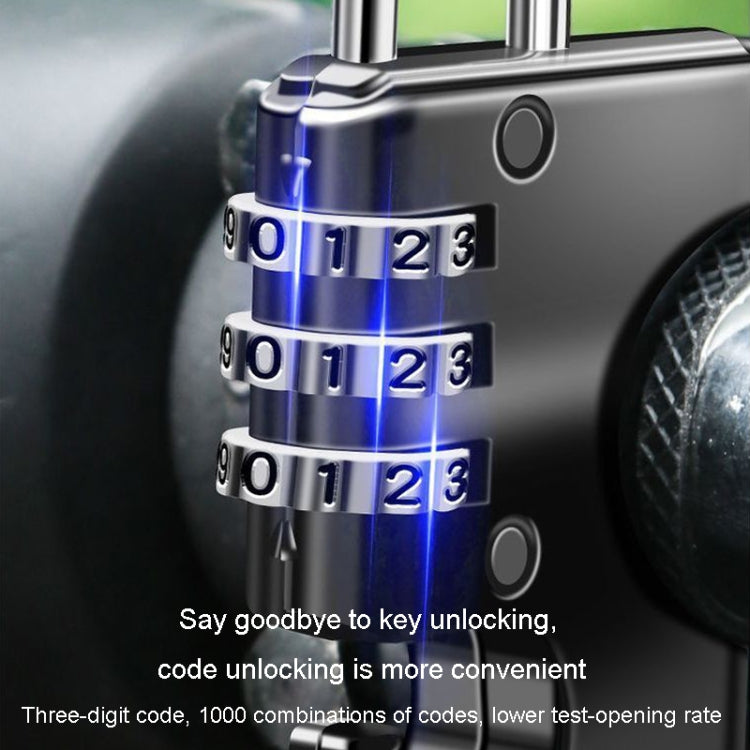 Black combination padlock close-up with numbered dials and blue-tinged highlight