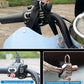 Black combination padlock mounted on a vehicle handlebar area with numbered dial