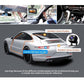 Dashcam installation shown on a white car with rear camera position points