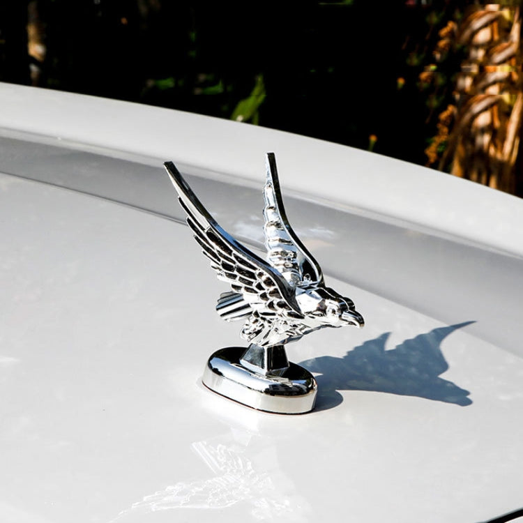 Chrome eagle wing car hood emblem ornament on round base