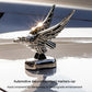 Chrome eagle wing hood ornament on protective stand marker for car