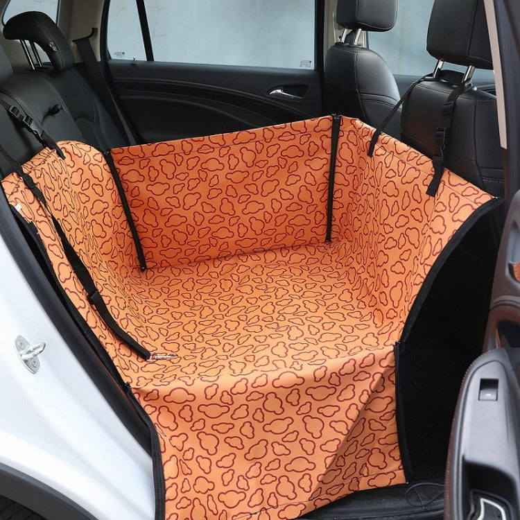 Car seat pet protective pad, orange cloud fabric insert with black side panels