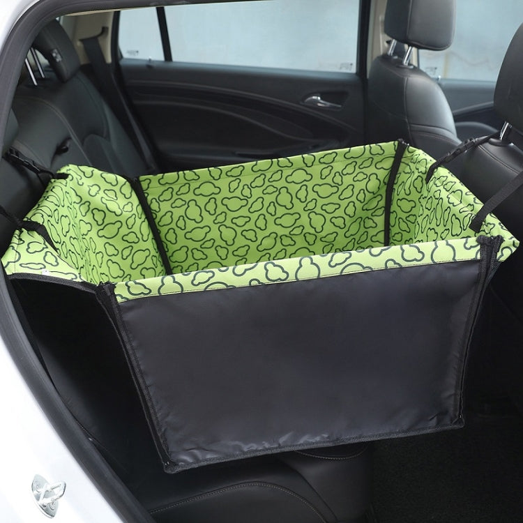 Car seat pet protective pad, green cloud pattern with black waterproof base