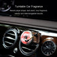 Car vent fragrance diffuser with rotating vinyl disc ornament and gold stem