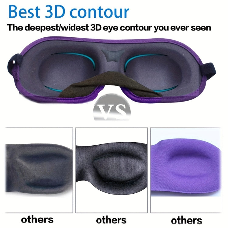 Purple 3D contour sleep eye mask with memory-foam padding and curved eye openings