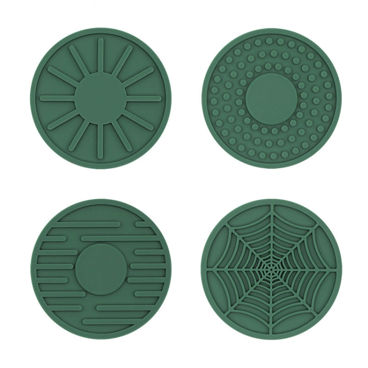 Car anti-slip silicone coaster set, green round coasters with raised grip textures