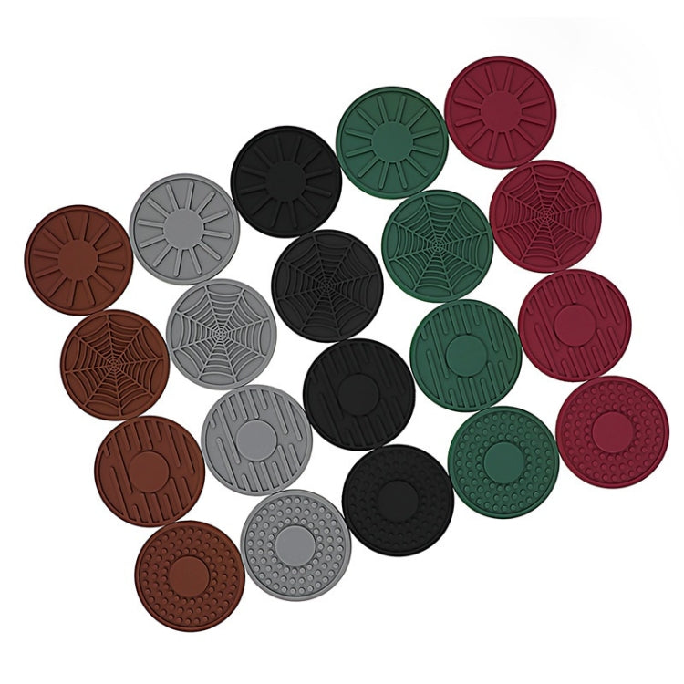 Car anti-slip silicone coaster set, assorted round colors with textured grip patterns
