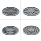 Car silicone coasters, gray round pair with spiderweb and dot grip textures