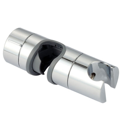 Chrome shower rod lift bracket with black grip insert and locking clamp