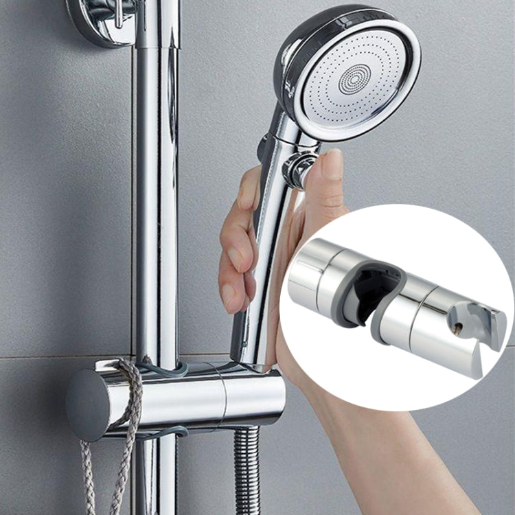 Adjustable chrome shower head lift bracket clamp with black anti-slip grip