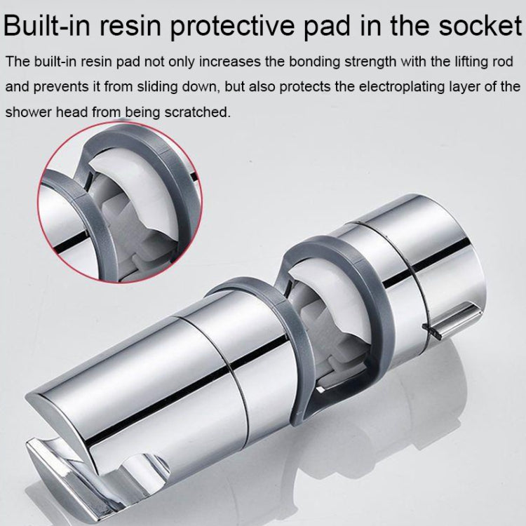 Shower rod lift clamp socket with built-in resin protective pad and gray insert
