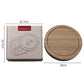 Round oak cheese board with box package, showing included set dimensions