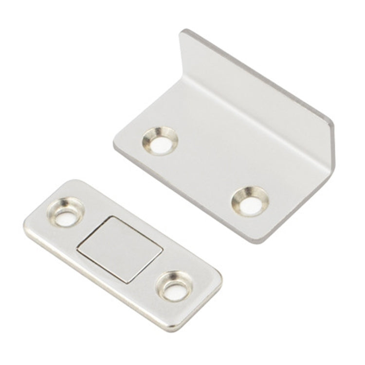Silver L-shaped magnetic suction door brackets with mounting holes