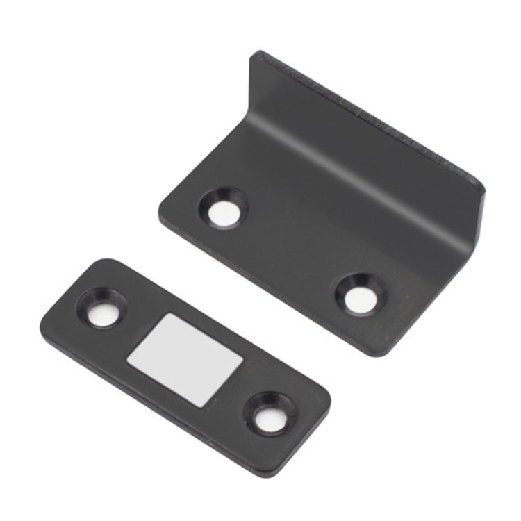 Black L-shaped magnetic suction door brackets with mounting holes