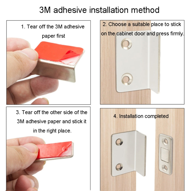 3M adhesive installation steps for magnetic suction door plates, close-up