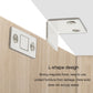 Silver L-shaped magnetic suction cabinet door brackets on wood surface
