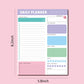 Daily planner notebook, 5.8 x 8.2 in, purple header with goals and priority sections