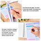 Spiral daily planner notebook with pen writing on lined page and colorful category boxes