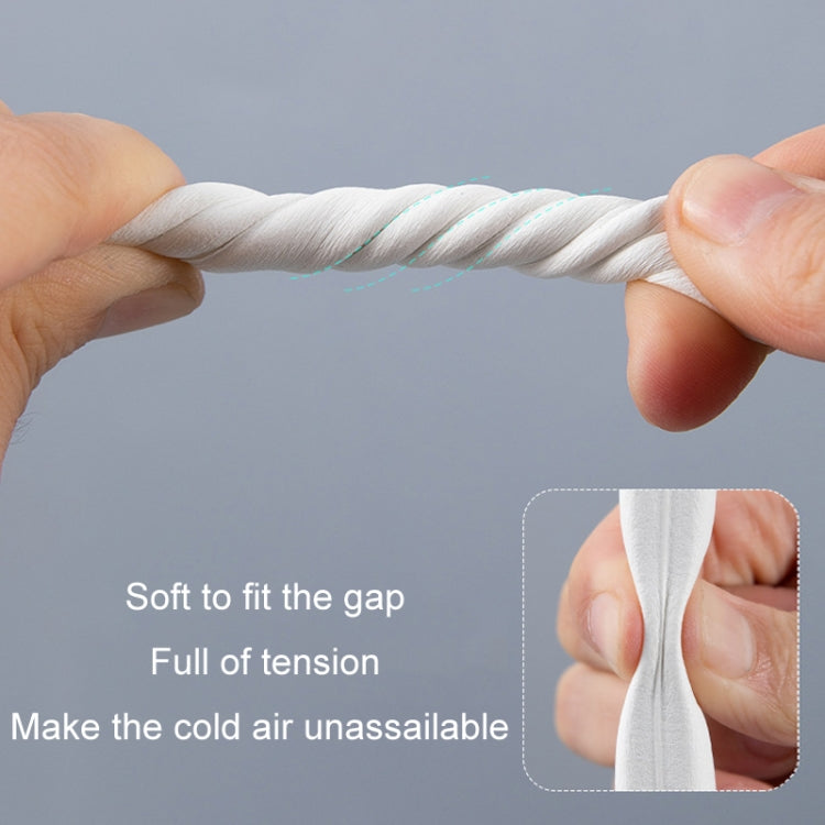 Hands stretch a white foam sealing strip to fit the gap, soft flexible gasket