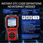 OBD2 fault code reader KW330 with DTC definitions on the screen