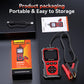 OBD2 code reader KW330 kit with red/black scanner, cables, and product box