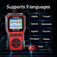 KONNWEI KW330 OBD2 code reader showing 9 language options on the display