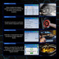 KONNWEI KW330 OBD2 code reader screen showing emission and vehicle status panels
