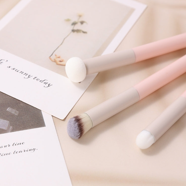 3 concealer brushes with dome sponge-like heads and soft pink handles