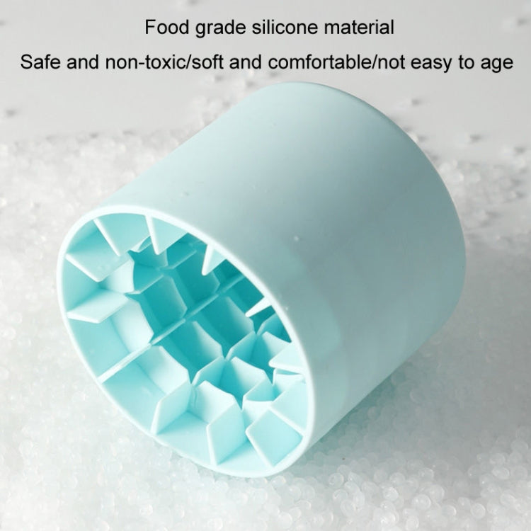Blue silicone ice cube cup mold with inner cube compartments visible