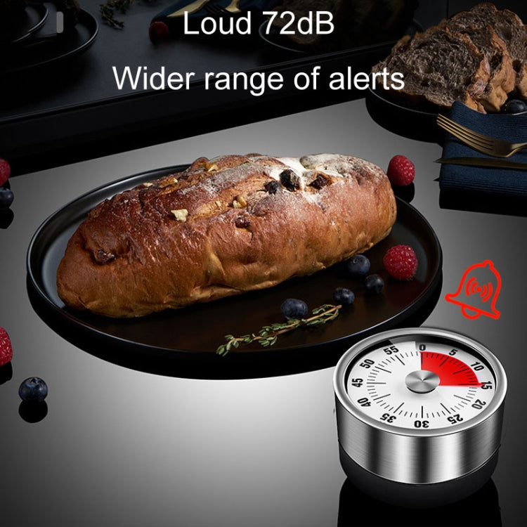 Stainless steel mechanical timer with red scale segment and metal face