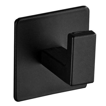 Square black wall clothes hook with thick backing plate and small protruding hook