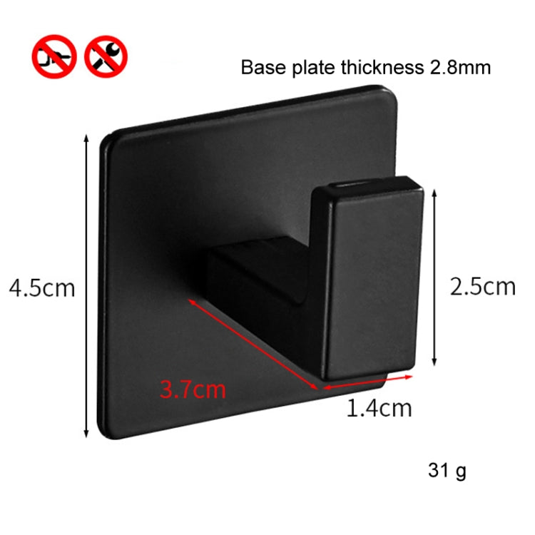 Black wall clothes hook with thick base plate and compact open hook profile