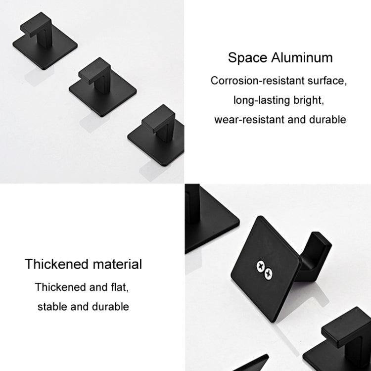Black thickened square wall hooks with raised corners for hanging clothes