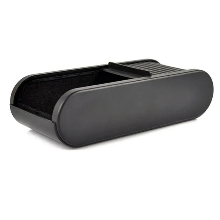 Car storage box with open interior and ridged top, dark gray/black finish