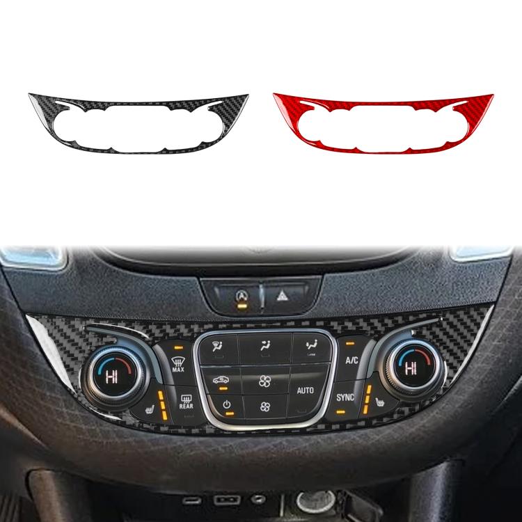 Central control knob panel stickers: black and red carbon-fiber, oval cutouts