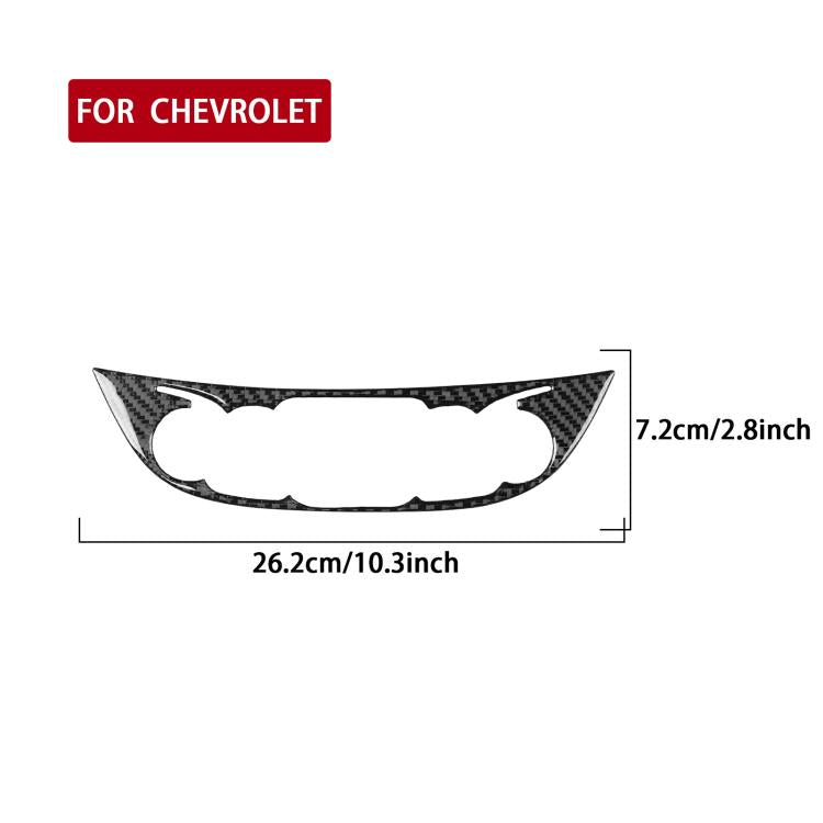 Black carbon-fiber central control knob panel sticker, size 26.2x7.2 cm