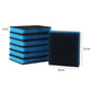 Rectangular washing machine hair remover pads, dark foam with blue striped bands.