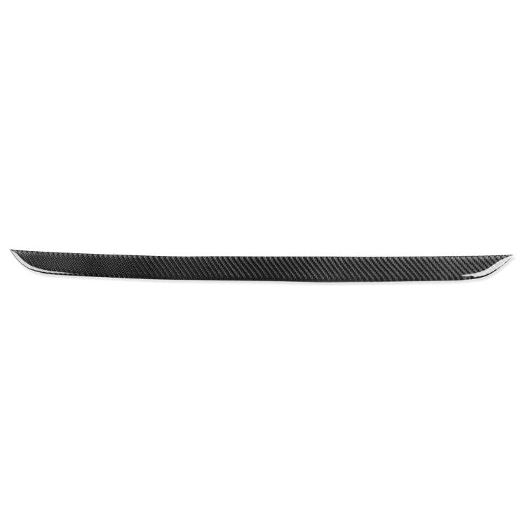 Black carbon-fiber style headlight decorative trim strip, left-side shape